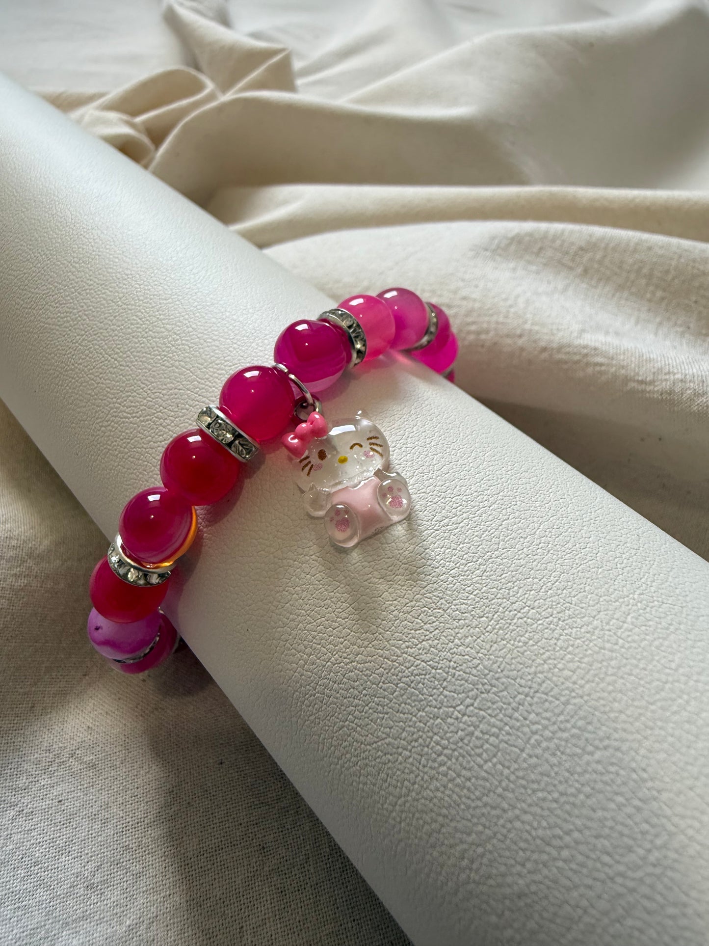 Hello Kitty Pink Agate Bracelet