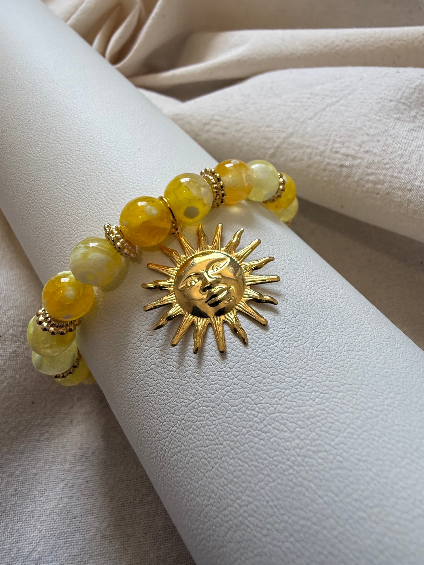 Celestial Sun Yellow Agate Bracelet