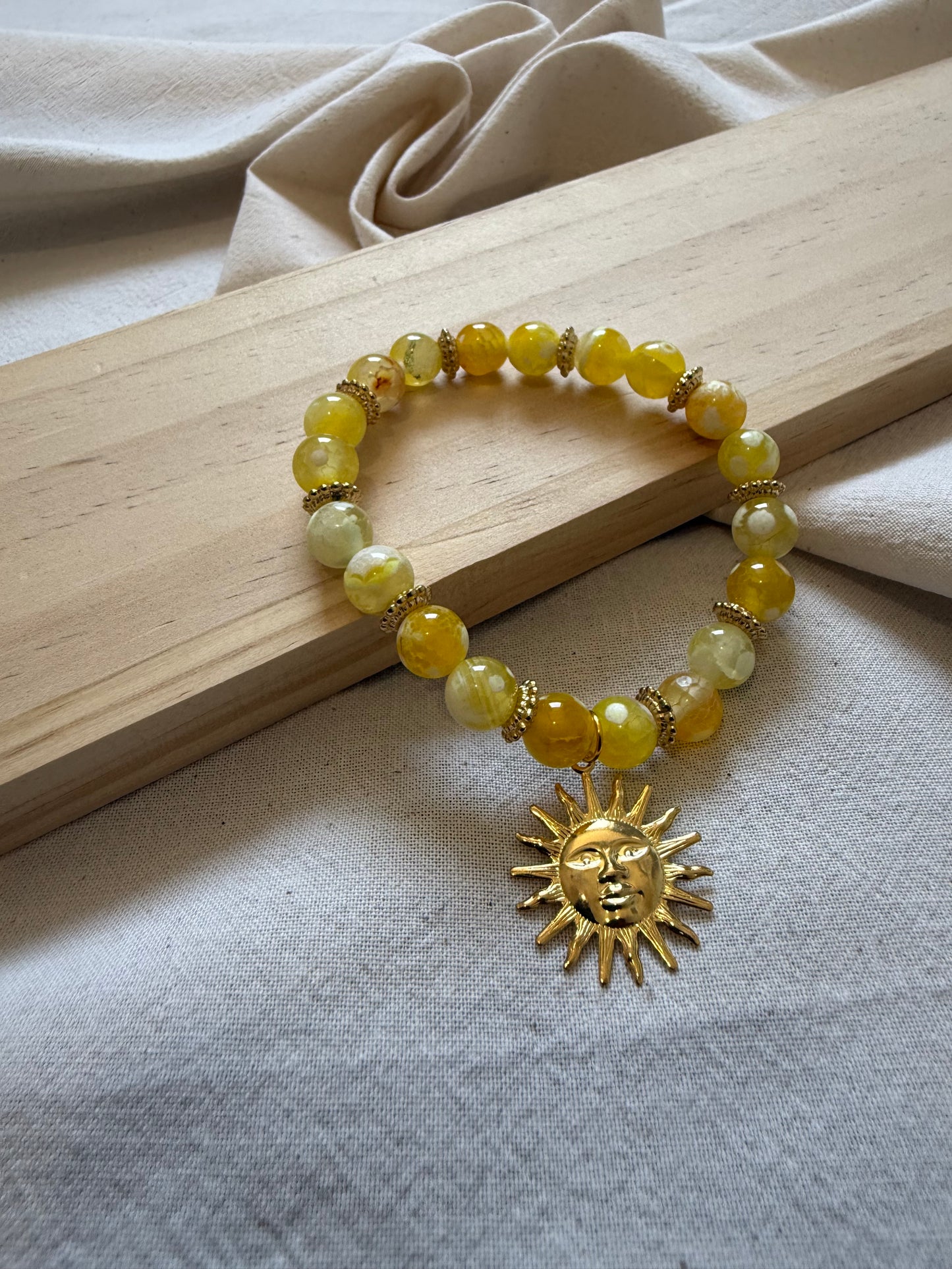 Celestial Sun Yellow Agate Bracelet