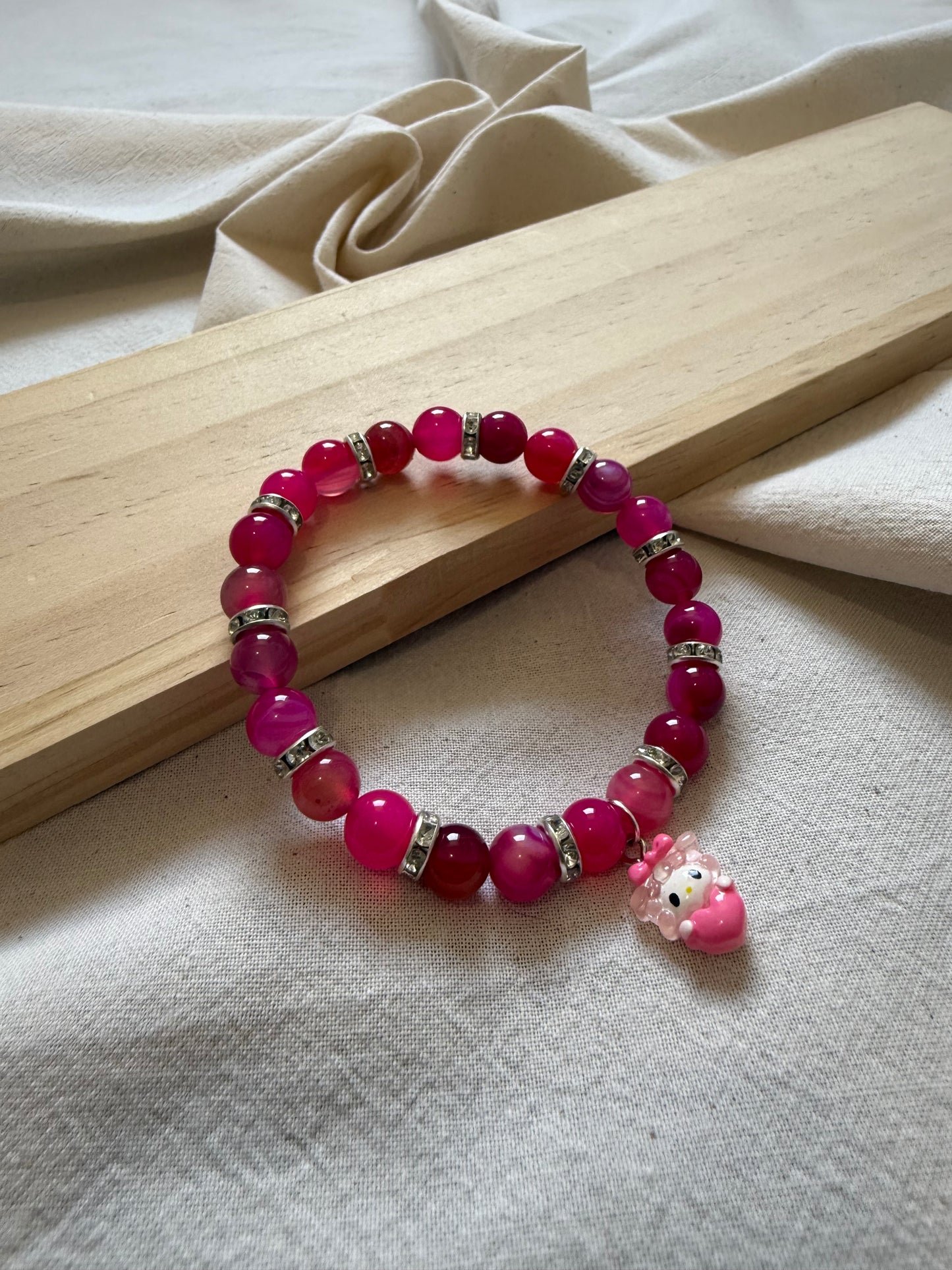Hello Kitty & Friends Pink Agate Bracelet