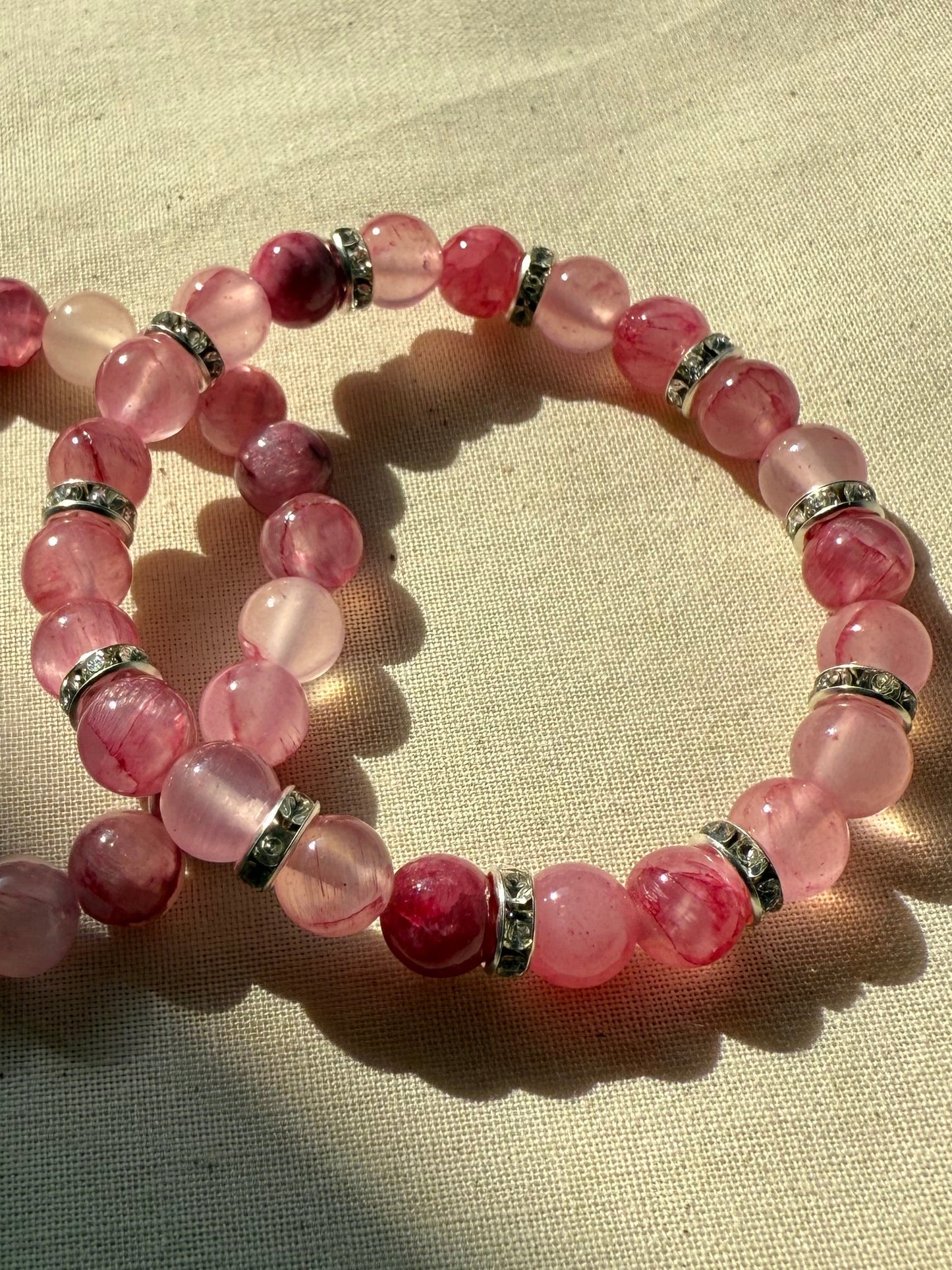 Diamante Rose Quartz X Pink Jade Bracelet