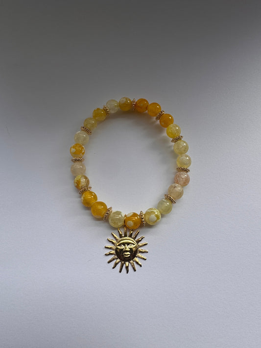 Celestial Sun Yellow Agate Bracelet