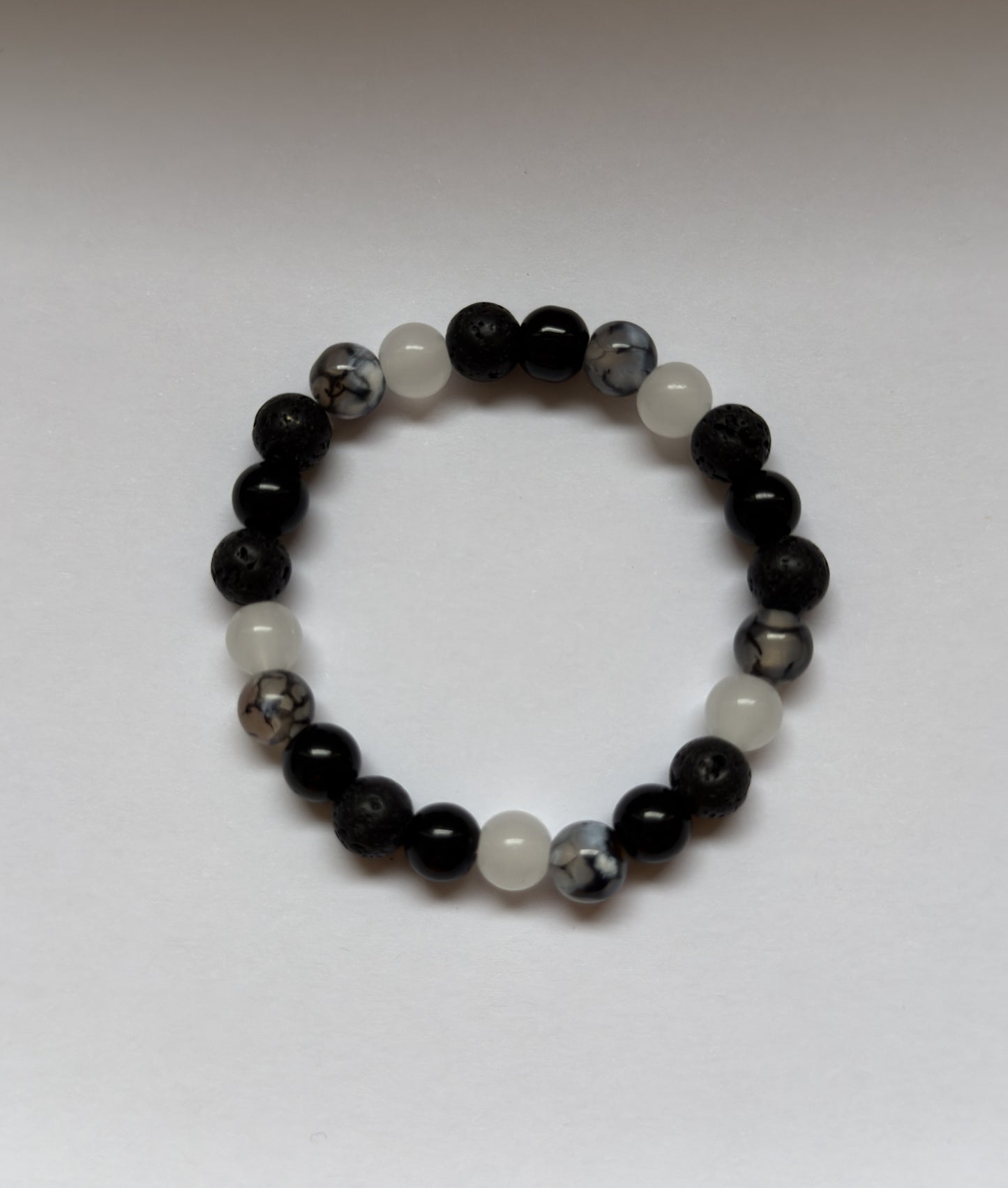 Dragon Vein Agate X Lava Stone X White Jade Men's Bracelet