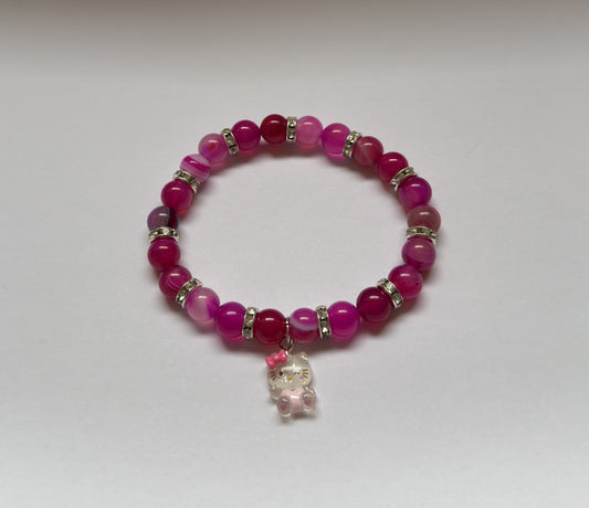 Hello Kitty Pink Agate Bracelet