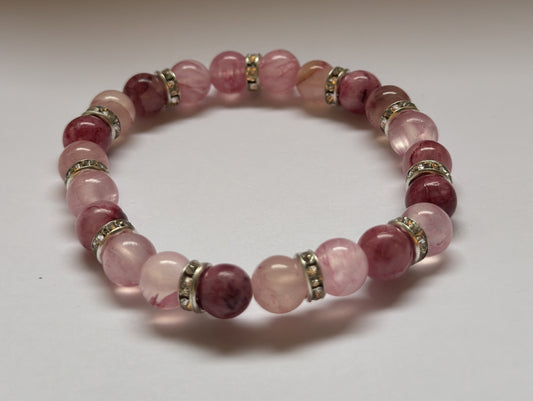 Diamante Rose Quartz X Pink Jade Bracelet