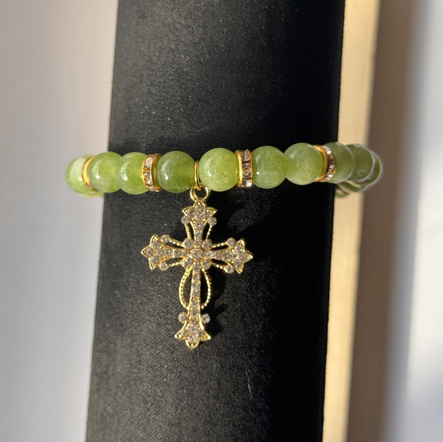Diamante Cross Green Aquamarine Bracelet