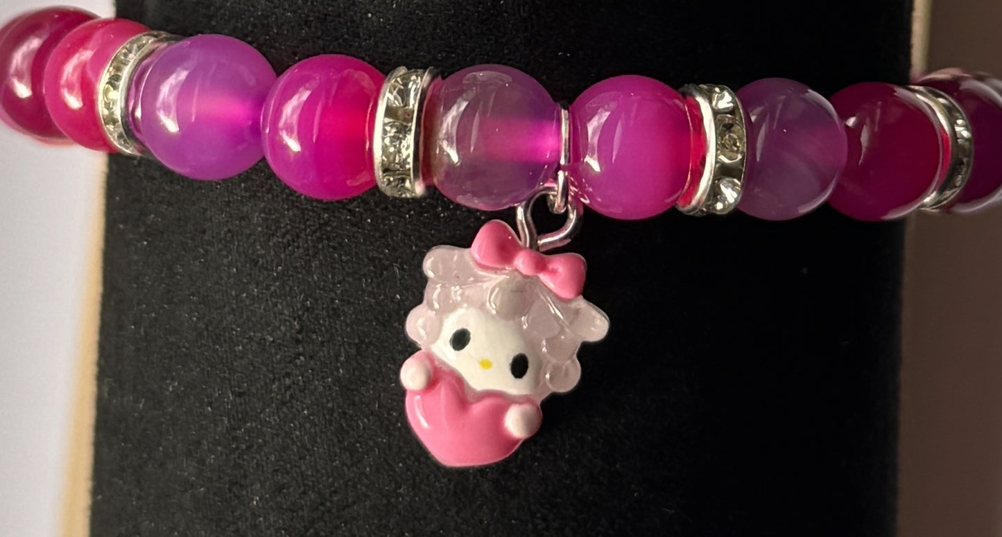 Hello Kitty & Friends Pink Agate Bracelet