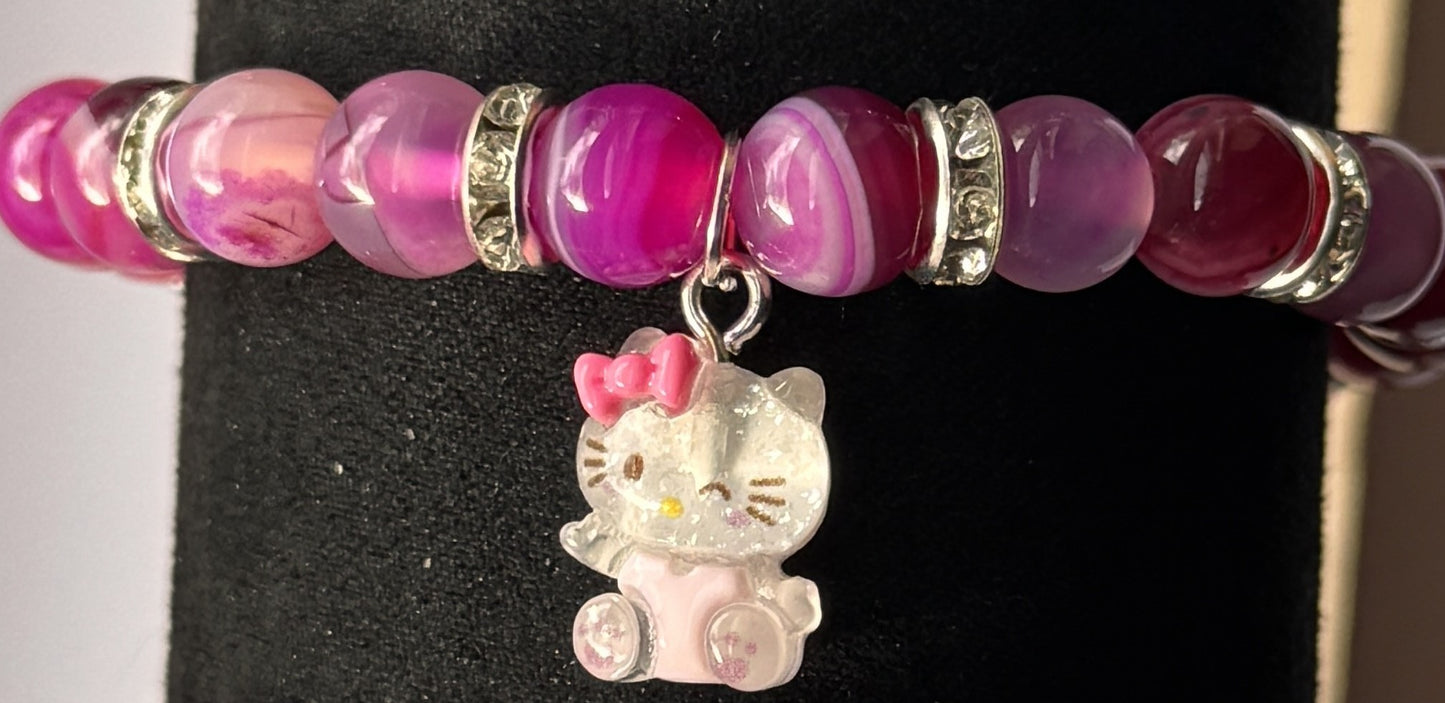 Hello Kitty Pink Agate Bracelet